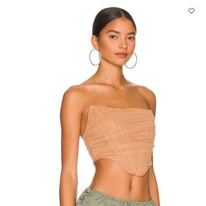 Superdown Savannah Taupe Corset Top // XS